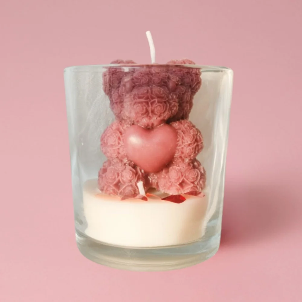 Glass Jar Teddy Bear Scented Candle